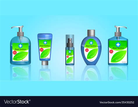 Set sanitizer bottle or various hand Royalty Free Vector