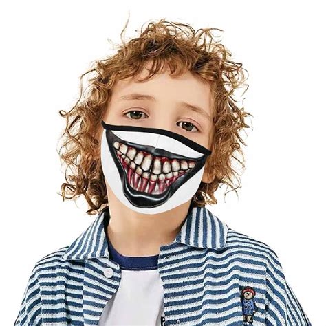 Funny Scary Mouth Teeth Blooding Fabric Mouth Mask Elastic Ear | Etsy