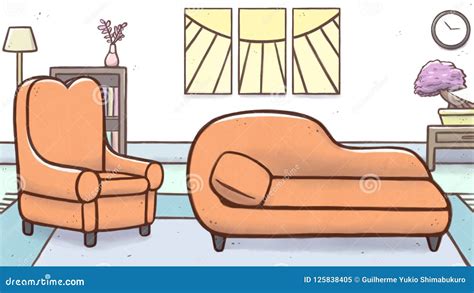 Psychologist Therapy Room with Armchair and Couch â€“ Cartoon Stock Illustration - Illustration ...