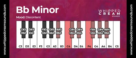 Bb Minor Chord Scale (A# Minor Chord Scale), Chords in The Key of B ...