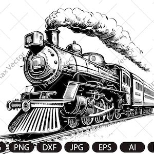 Steam Locomotive Svg, Retro Locomotive Vector, Vintage Transport ,old Train, Drawing Clipart - Etsy