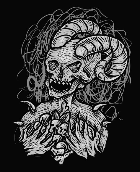 Illustration scary Demon skull with abstract style perfect for T shirt ...