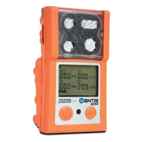 Industrial Scientific VTS-K1231101201 Ventis MX4 Multi-Gas Monitor, LEL (Pentane), CO, H2S, O2, Lith