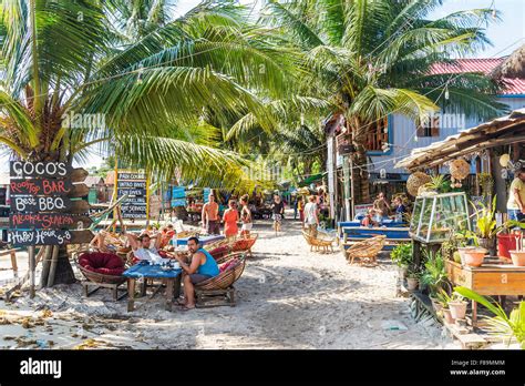 koh rong island main village bars and restaurants in cambodia Stock Photo - Alamy