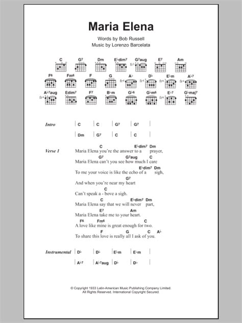 Maria Elena by Jimmy Dorsey - Guitar Chords/Lyrics - Guitar Instructor