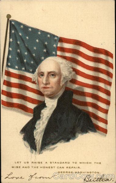 George Washington in front of American Flag Presidents Postcard