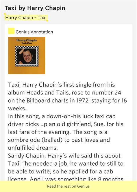 Harry Chapin – Taxi – Taxi by Harry Chapin