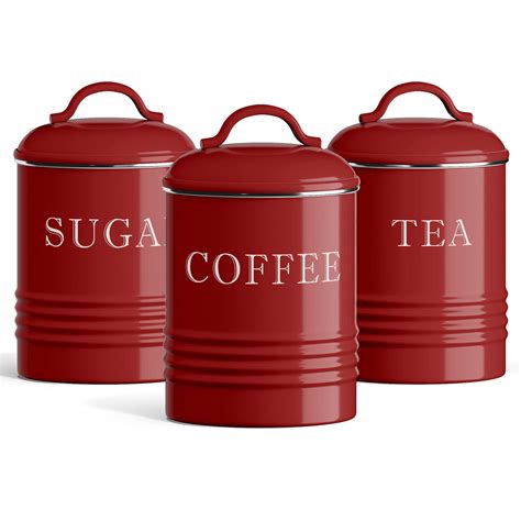 Buy Barnyard Designs Red Canister Sets for Kitchen Counter, Vintage ...