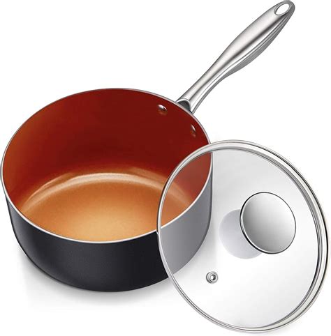 Amazon.com: MICHELANGELO Nonstick Sauce Pan 2 Quart, Ultra Nonstick Copper Sauce Pot 2 Qt ...