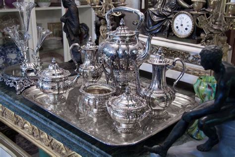 Sterling Silver Tea Set Antique Stock Image - Image of kitchen, display ...