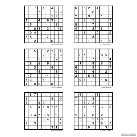 Hard Sudoku Printable 6 Per Page - Gridgit.com