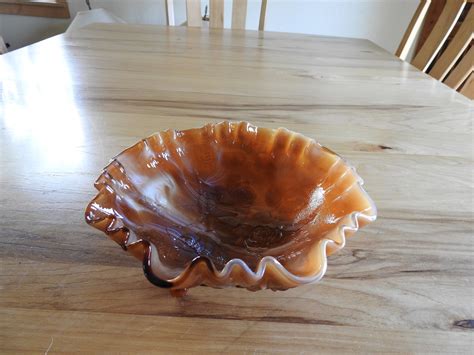 Slag Glass Bowl Imperial Glass Footed Caramel Slag Glass | Etsy