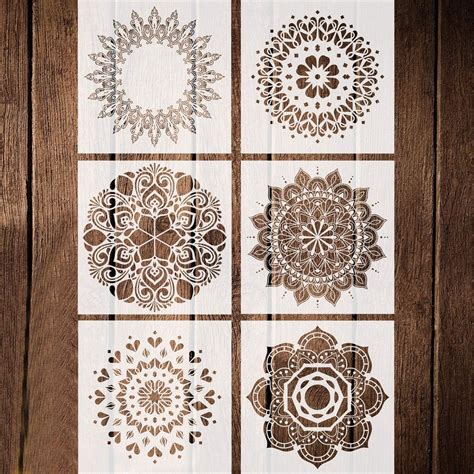 Amazon.com: 6 Pack Mandala Stencils 12 x 12 inch Mandala Templates ...