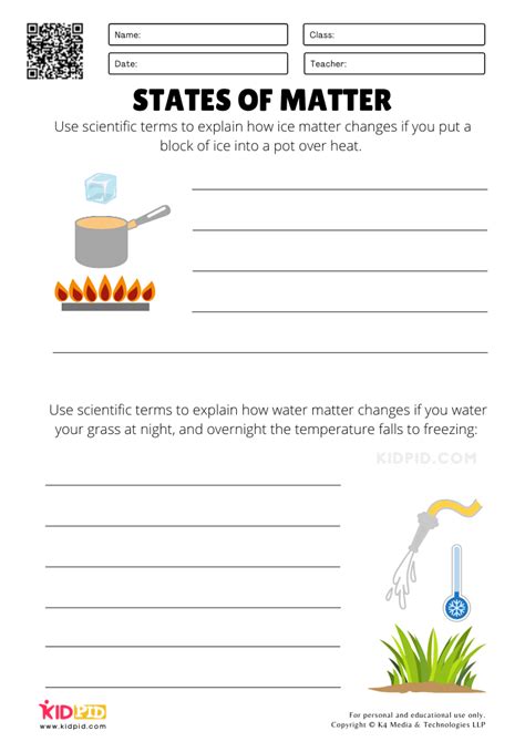 States of Matter Science Worksheets for Kids - Kidpid