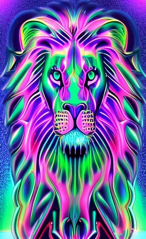 Leo Lion Bioluminescence Aesthetic Artificial Intelligence Art Wallpaper Sticker | A.I INK Lion ...