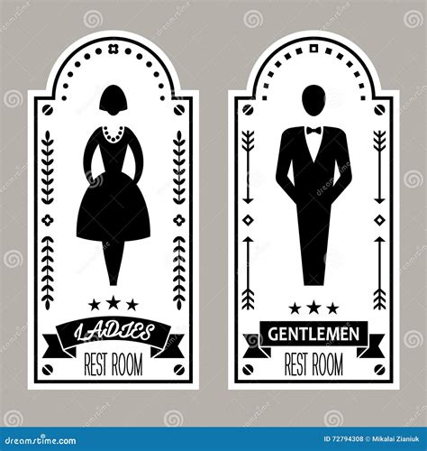 Male and Female Premium Restroom Symbol Signs Vector Collection Stock ...