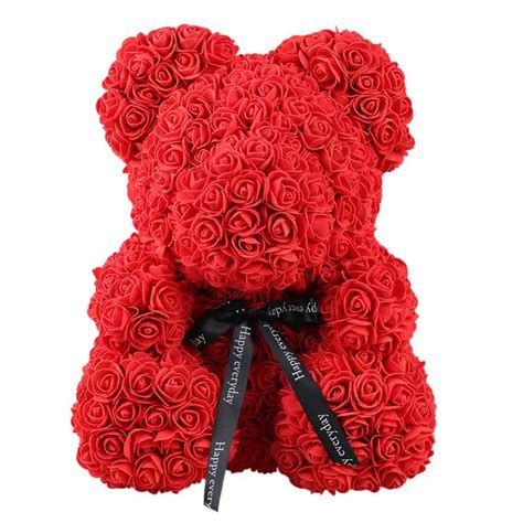 Rose Bear Dolls PE Artificial Rose Handmade Romantic Lovely Flower Love ...