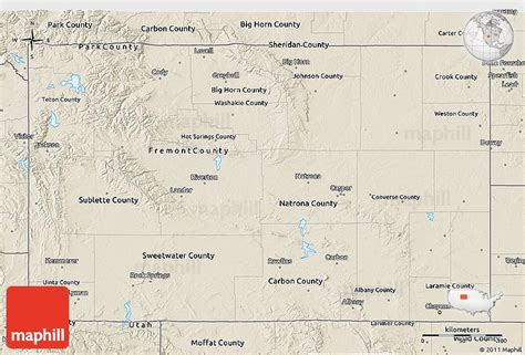 Shaded Relief 3D Map of Wyoming