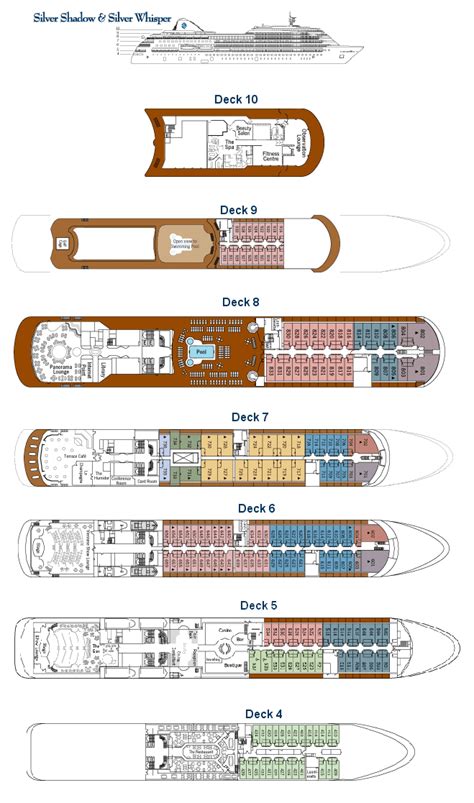 Silversea Shadow & Whisper Deck Plans