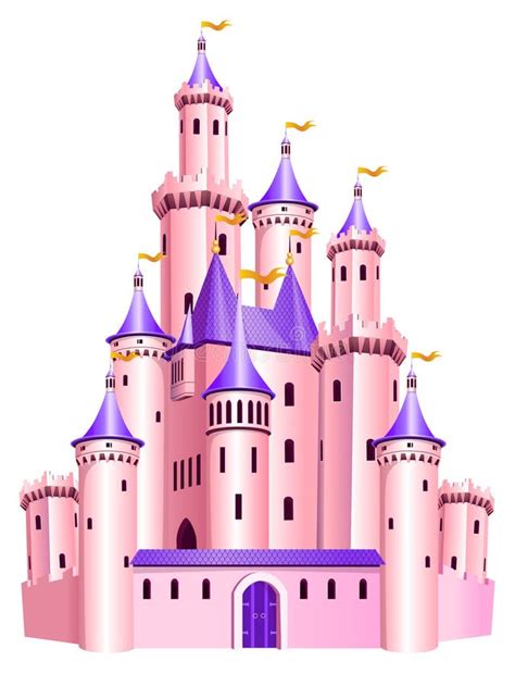 Pink princess castle. stock vector. Illustration of illustrations - 84309102