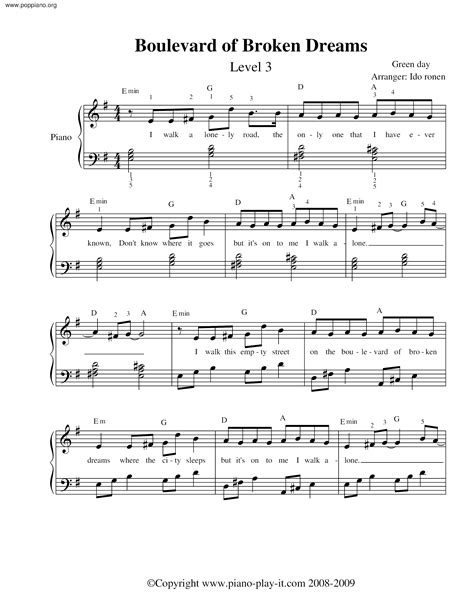 Green Day Boulevard Of Broken Dreams Sheet Music Notes, Chords Download ...