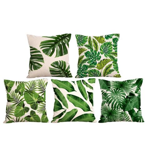 Tropical Throw Pillows Covers Decorative Palm Plant Leaf Pillow Case for Outdoor Patio Couch ...