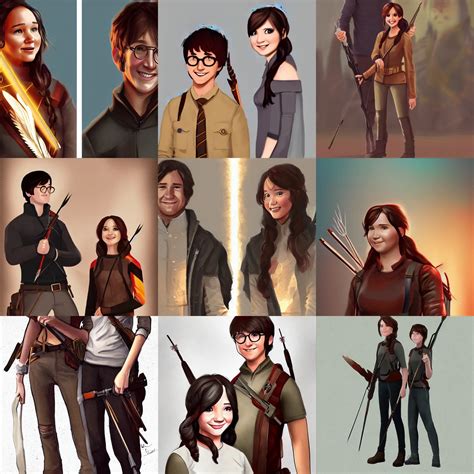 Katniss Everdeen standing next to Harry Potter, both | Stable Diffusion ...