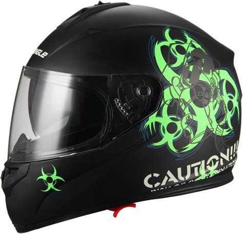 Amazon.com: “Biohazard” Full Face Matte Green Dual Visor Street Bike Motorcycle Helmet by ...