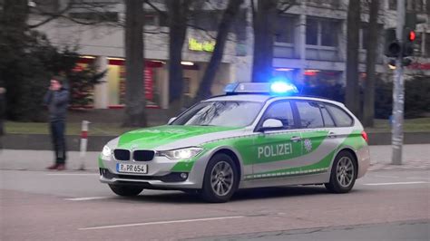 German BMW police car responding - YouTube