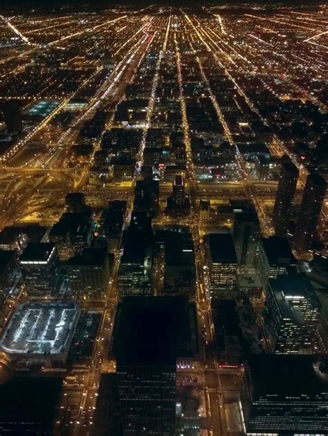 nighttime lights from the Willis Tower Skydeck in January 2014 ...