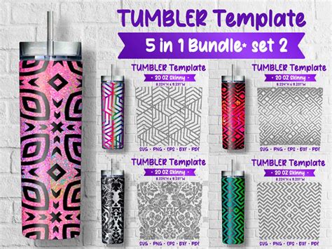 BUNDLE Tumbler Template SVG 20oz Skinny Geometric | Etsy