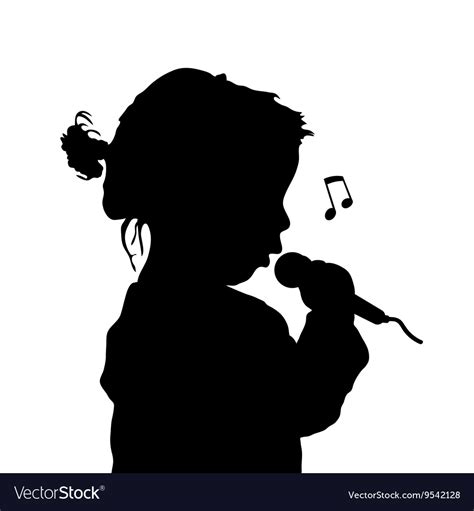 Child singing silhouette Royalty Free Vector Image