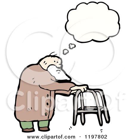 Cartoon of an Old Man with a Walker Thinking - Royalty Free Vector Illustration by ...