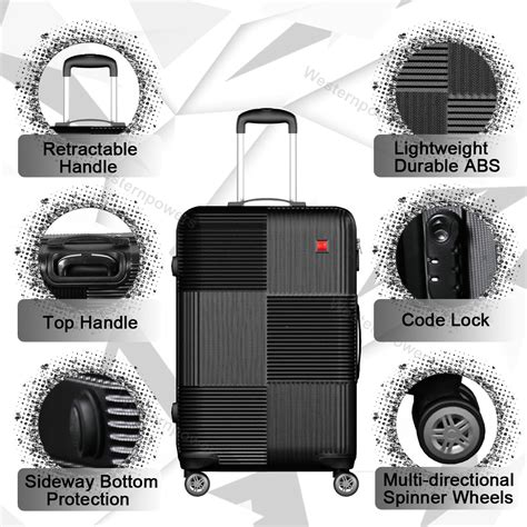 3-Piece Hardside Luggage Set with Spinner Wheels Lightweight 20'' 24 ...