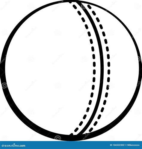 Cricket Ball with Stitches Black and White Illustration Stock Vector ...