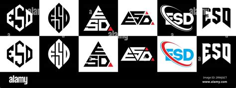 ESD letter logo design in six style. ESD polygon, circle, triangle ...