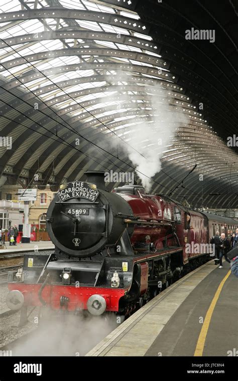 LMS Jubilee class steam locomotive 45699 "Galatea" at York station, UK ...