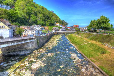 Lynmouth Devon England UK river running through the town in bright colourful hdr Photograph by ...