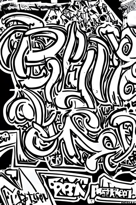 Coloring Page Black and White Graffiti Hip Hop Street Art · Creative ...