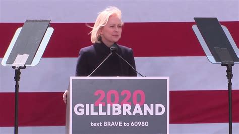 Kirsten Gillibrand delivers kickoff speech in front of Trump hotel ...