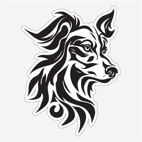 Dog art black and white sticker for printing 27697391 Vector Art at ...