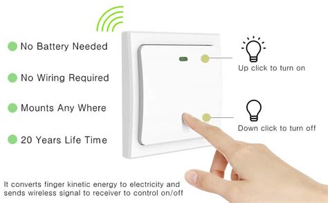 Wireless Light Switch Kit, No Battery & Wiring, Waterproof