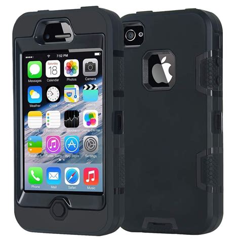 Armor iPhone 4 Case, Apple iPhone 4 4S Case, Shockproof Heavy Duty Combo Hybrid Defender High ...