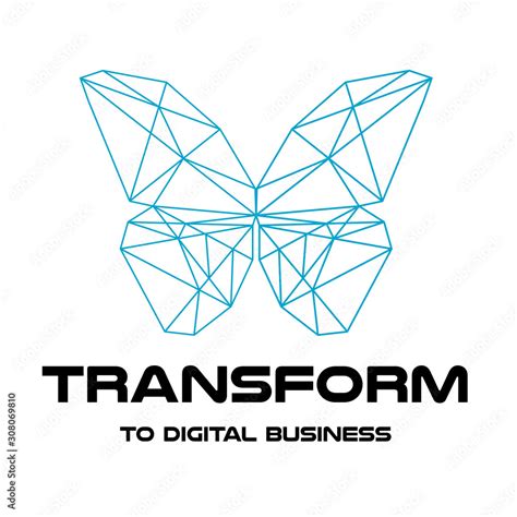 Digital transformation. Logo design. Polygonal color butterfly. vector ...