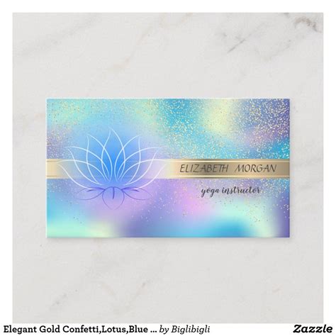 Elegant Gold Confetti,Lotus,Blue Holographic Business Card | Zazzle.com | Holographic business ...