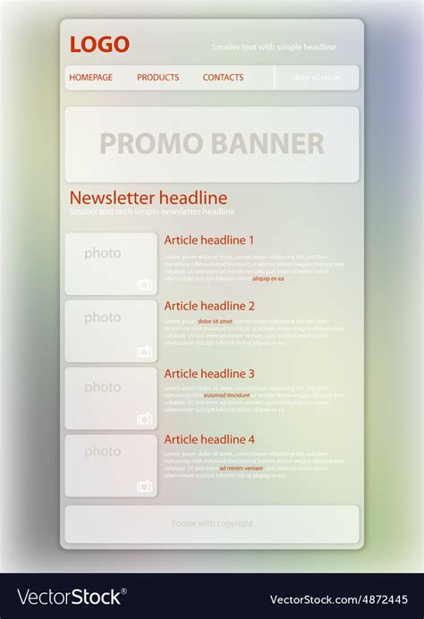 Newsletter spring template with text Royalty Free Vector