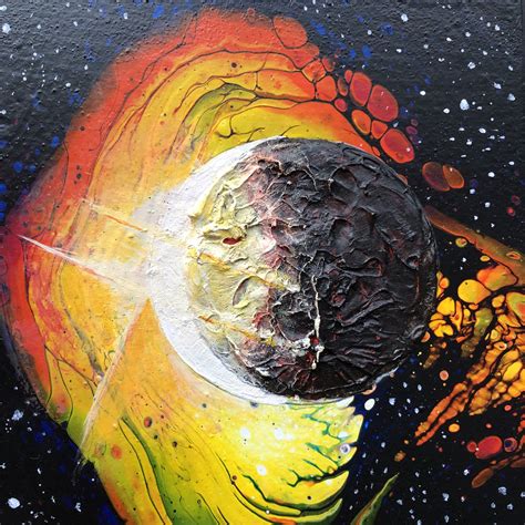 Solar Eclipse II Acrylic Astro Painting | Watercolor art diy, Painting, Art