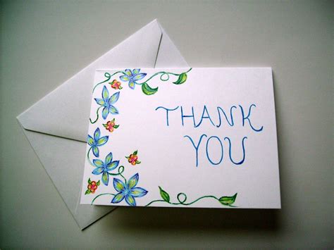 Hand Drawn Thank You Card Blank Card Greeting Card Floral