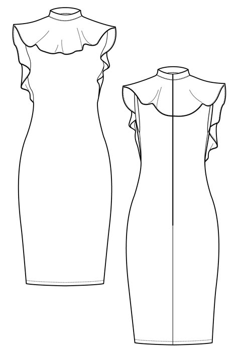 Ariani peplum neck dress flat drawing by Ralph Pink | Fashion drawing ...