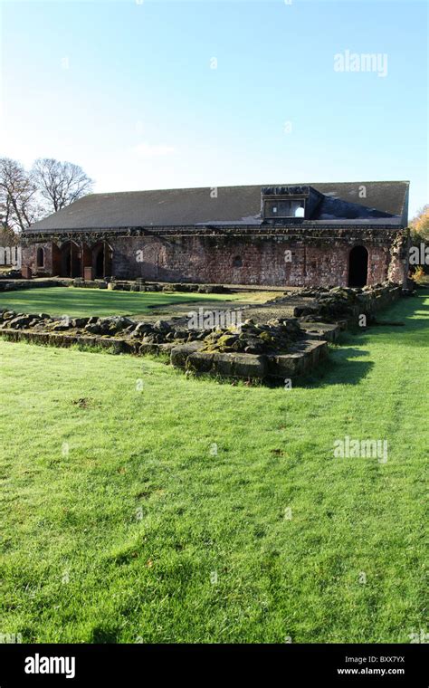 Norton Priory Museum & Gardens. Autumnal view of Norton Priory ruins ...